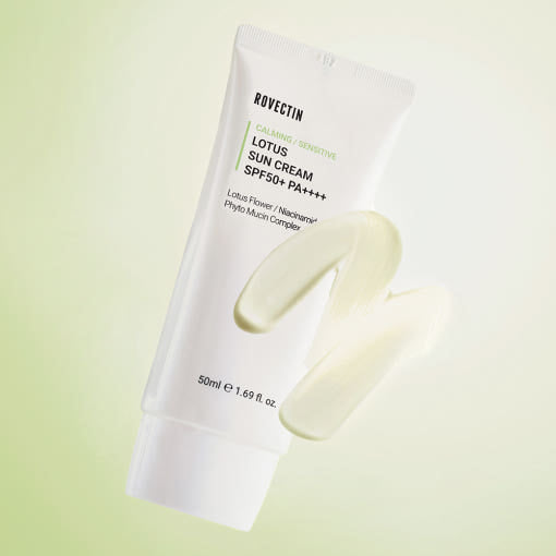 Lightweight non-sticky lotus sun cream glides on without white cast